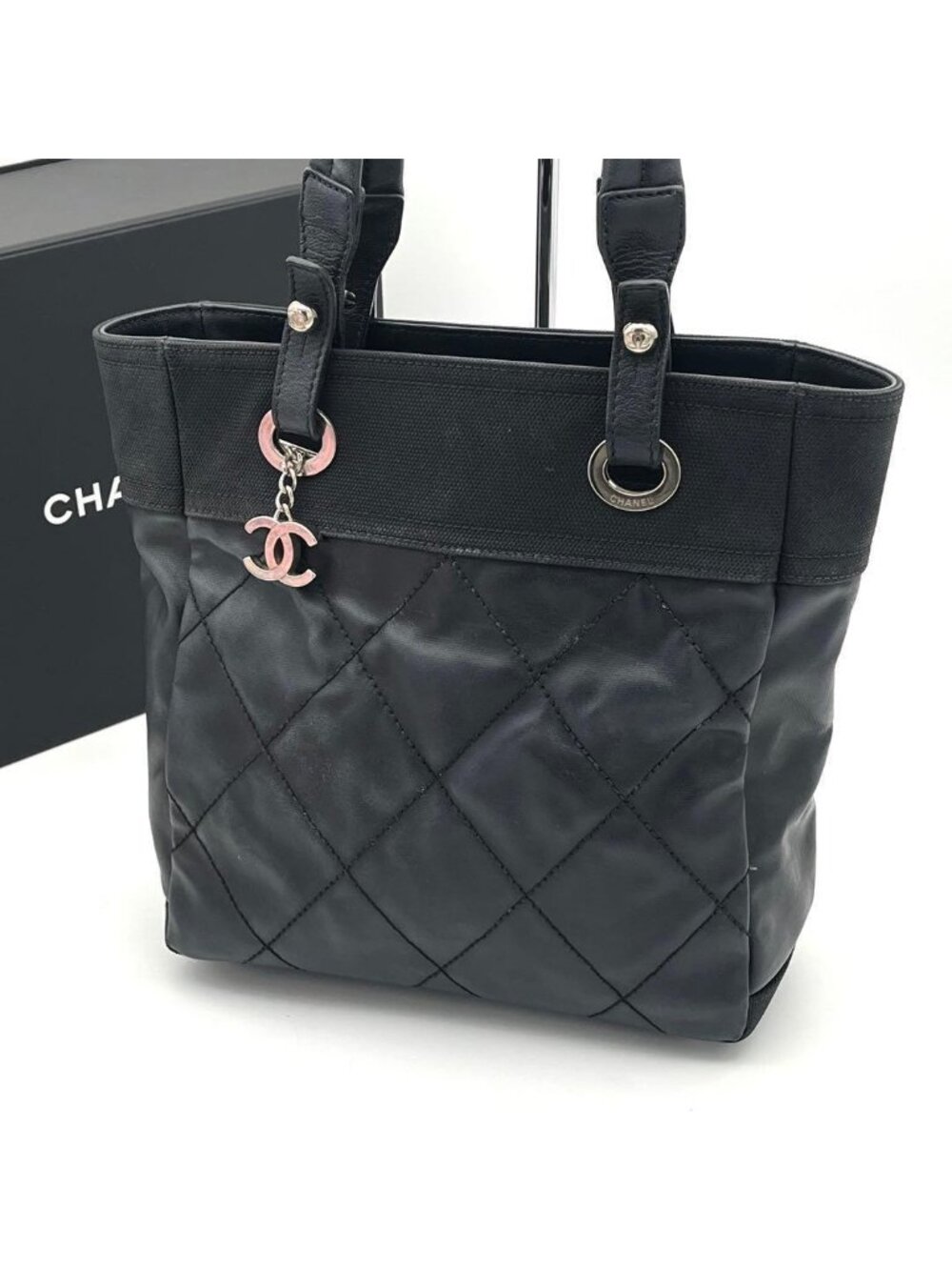 ★SOLD★ Chanel Paris Biarritz PM Tote Black - Picture 10 of 10